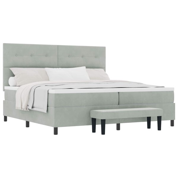 vidaXL Lit à ressorts avec tête de lit Gris clair 200 x 200 cm Velours