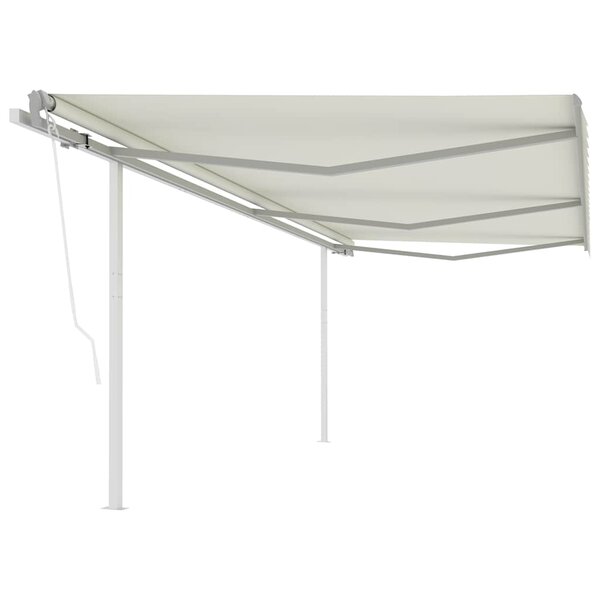 vidaXL Auvent automatique rétractable avec poteaux 6x3 m Crème