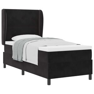 vidaXL Lit à ressorts avec matelas Noir 190 x 90 cm Polyester