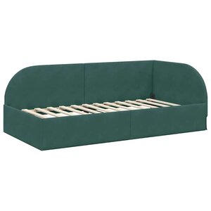 vidaXL Cadre de lit d'angle Vert foncé 100 cm x 200 cm tissu