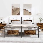 vidaXL Cadre de lit en métal sans matelas chêne fumé 160x200 cm