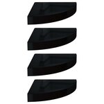 vidaXL Étagères d'angle flottantes 4 Pièces noir brillant 25x25x3 8cm MDF