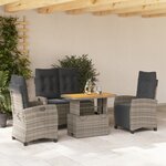 vidaXL Ensemble à manger jardin 4Pièces et coussins Gris Résine tressée