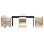 Ensemble de salle à manger de jardin 5 pièces avec coussins en rattan poly beige
