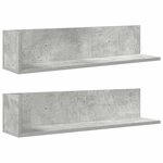 vidaXL Étagères murales 2Pièces gris béton 75x16 5x16 5cm bois ingénierie