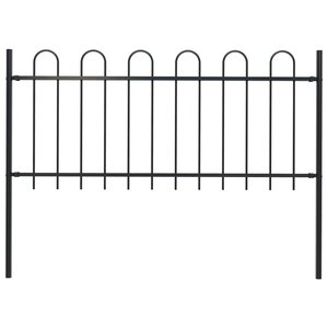 vidaXL Clôture de jardin avec dessus en cerceau Acier 1 7 m Noir