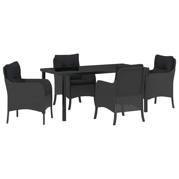 vidaXL Ensemble de salle à manger pour jardin 5 Pièces Noir polyrotin
