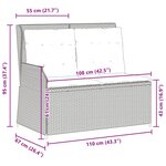 vidaXL Banc inclinable de jardin et coussins gris clair résine tressée