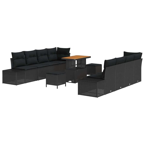 vidaXL Ensemble de canapé de jardin 11 Pièces Noir 90 x 55 x 71 cm