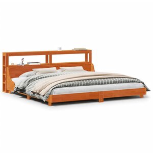vidaXL Cadre de lit sans matelas cire marron 200x200cm bois pin massif