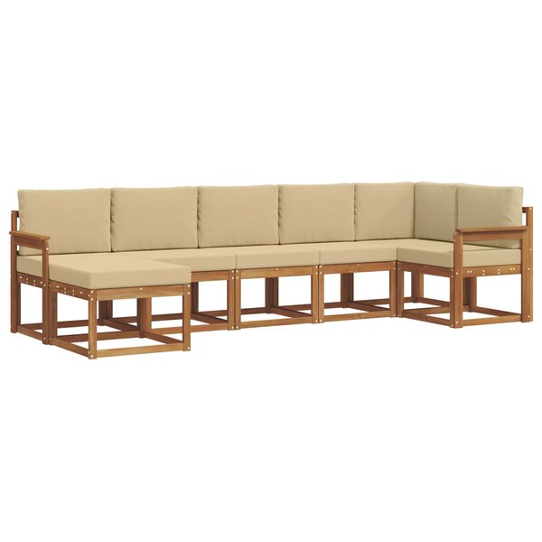 vidaXL Ensemble de canapés d'extérieur 7 pc Naturel et Beige