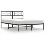 vidaXL Cadre de lit métal sans matelas avec tête de lit noir 120x190cm