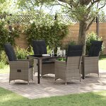 vidaXL Ensemble de Salle à Manger de Jardin 5 Pièces avec Coussins Gris Poly Rattan