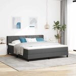 vidaXL Lit tapissier avec matelas - Gris foncé  180 x 200 cm  Tissu.
