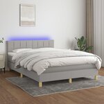 vidaXL Sommier à lattes de lit et matelas et LED Gris clair 140x190 cm