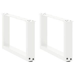 vidaXL Pieds de table basse en U  2 pièces  blanc  50 x (30-31) cm  acier