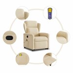 vidaXL Fauteuil inclinable de massage Crème Tissu