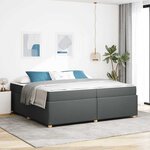 vidaXL Cadre de lit avec matelas Gris foncé 200 x 200 cm tissu