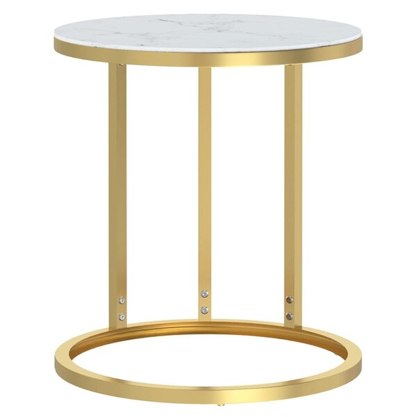 vidaXL Table d'appoint Doré et marbre blanc 45 cm Verre trempé