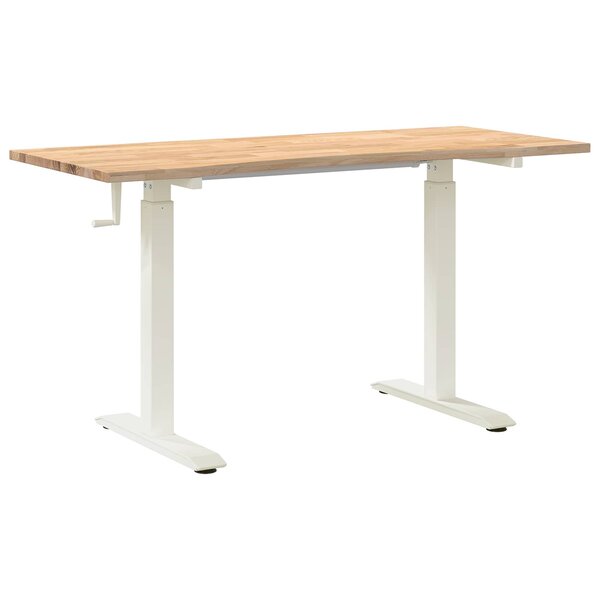 vidaXL Bureau Blanc et Naturel 140 x 60 cm Bois de chêne massif