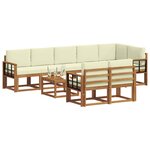 vidaXL Ensemble de canapés d'extérieur 9 pc Naturel et Crème