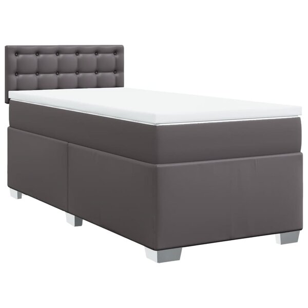 vidaXL Sommier à lattes de lit avec matelas Gris 100x200 cm Similicuir