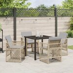 Ensemble de repas de jardin vidaXL 5 pièces avec coussins beige en poly rattan