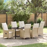 vidaXL Ensemble de salle à manger pour jardin 7 Pièces Beige polyrotin
