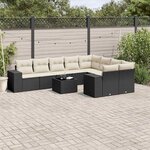 vidaXL Salon de jardin 10 Pièces avec coussins noir résine tressée