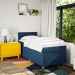 vidaXL Sommier à lattes de lit avec matelas Bleu 100x200 cm Tissu