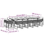vidaXL Ensemble à manger de jardin et coussins 15 Pièces mélange beige