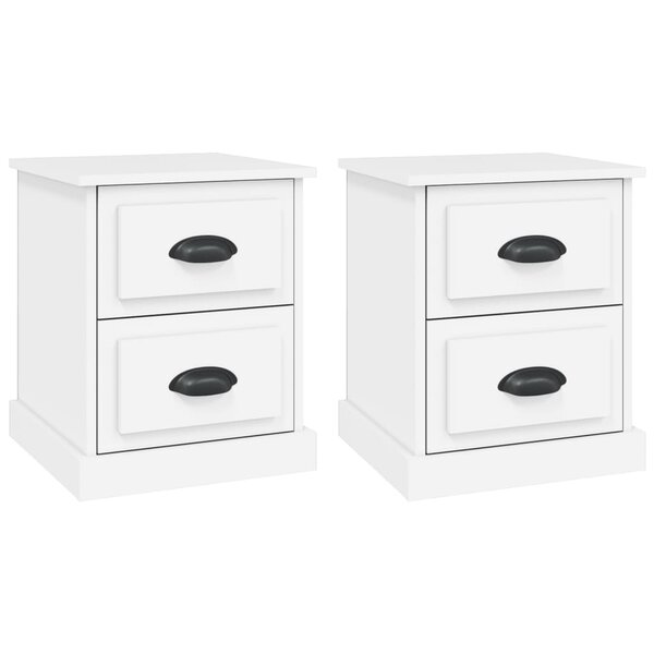 vidaXL Tables de chevet 2 Pièces blanc 39x39x47 5 cm bois d'ingénierie