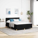 vidaXL Lit à ressort LED avec matelas avec LED Noir 140 x 200 cm tissu