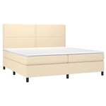 vidaXL Sommier à lattes de lit et matelas et LED Crème 200x200cm Tissu