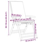 vidaXL Ensemble de bistro pliante 3 Pièces et coussins blanc crème bambou