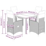 vidaXL Ensemble de bistro de jardin 5 Pièces coussins gris poly rotin