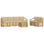 vidaXL Ensemble de canapés d'extérieur 7 pc Blanc et Beige Polyester
