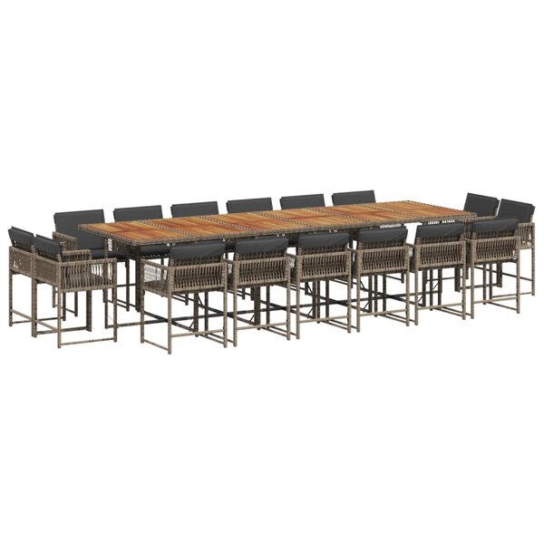 vidaXL Ensemble à manger de jardin 17 Pièces et coussins résine tressée