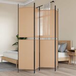 vidaXL Paravent à 4 panneaux Beige 200 x 200 cm Tissu