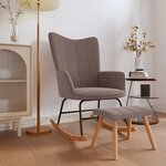 vidaXL Chaise à bascule avec tabouret Taupe Tissu