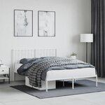 vidaXL Cadre de lit métal sans matelas et tête de lit blanc 140x190 cm