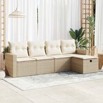 vidaXL Salon de jardin avec coussins 5 Pièces beige résine tressée