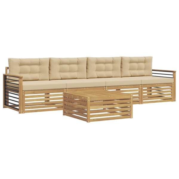 vidaXL Ensemble de canapés d'extérieur 5 pc Blanc et Beige