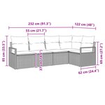 Canapé de Jardin 5 Pièces avec Coussins Beige Poly Rattan