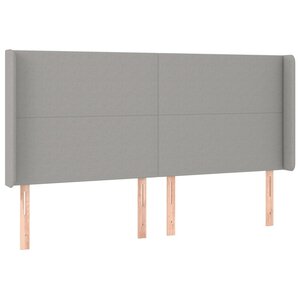 vidaXL Tête de lit avec oreilles Gris clair 203x16x118/128 cm Tissu