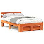 vidaXL Cadre de lit Marron cire 140 x 190 cm Bois massif en pin