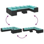 vidaXL Salon de jardin 10 Pièces avec coussins noir résine tressée