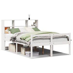vidaXL Lit bibliothèque sans matelas blanc 140x190 cm bois pin massif