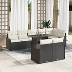 Ensemble de 9 pièces de canapé de jardin avec coussins noir en poly rotin