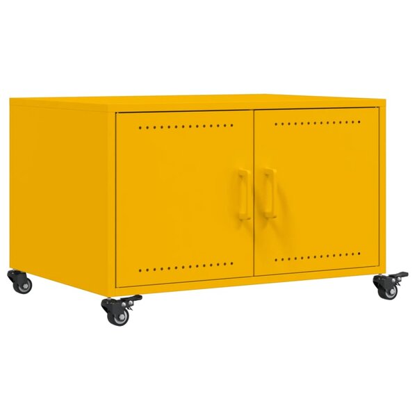 vidaXL Table basse jaune moutarde 68x50x43 5 cm acier